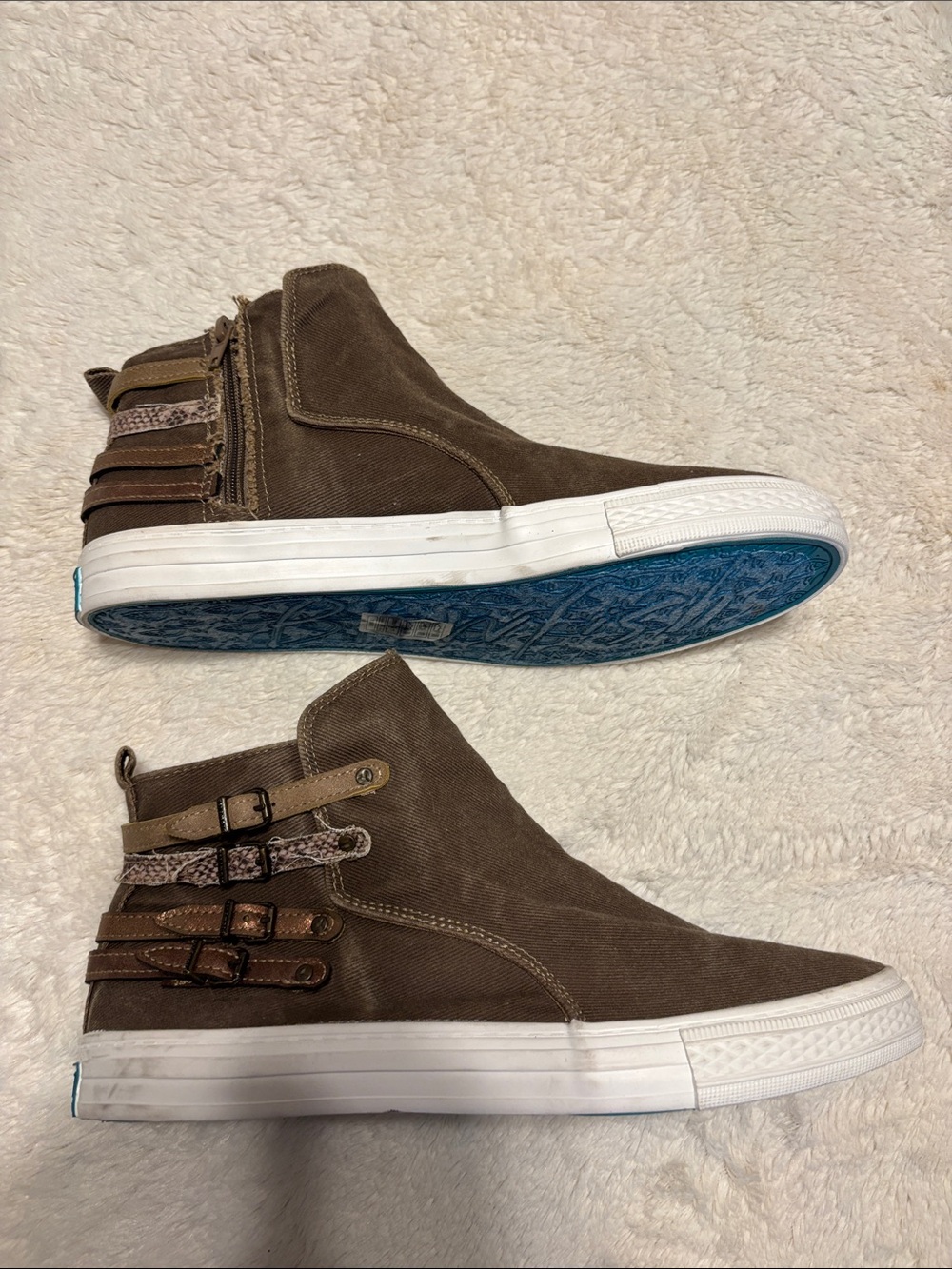 Blowfish Brown Slip-On Canvas High-Top Sneakers with White Sole Sz 11 - Picture 5 of 10
